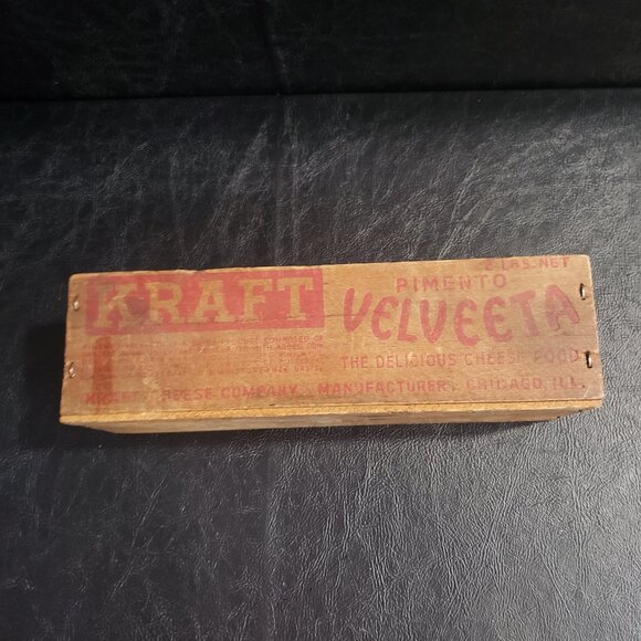 Kraft Pimento Velvetta Cheese Wooden Box - Picture 1 of 4